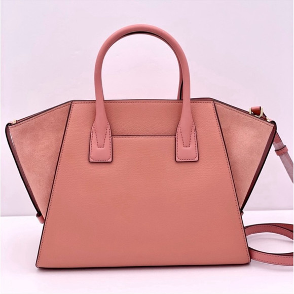 Michael Kors Avril Large Top Zip Satchel Shoulder Bag Sunset Rose Pink - Picture 10 of 13